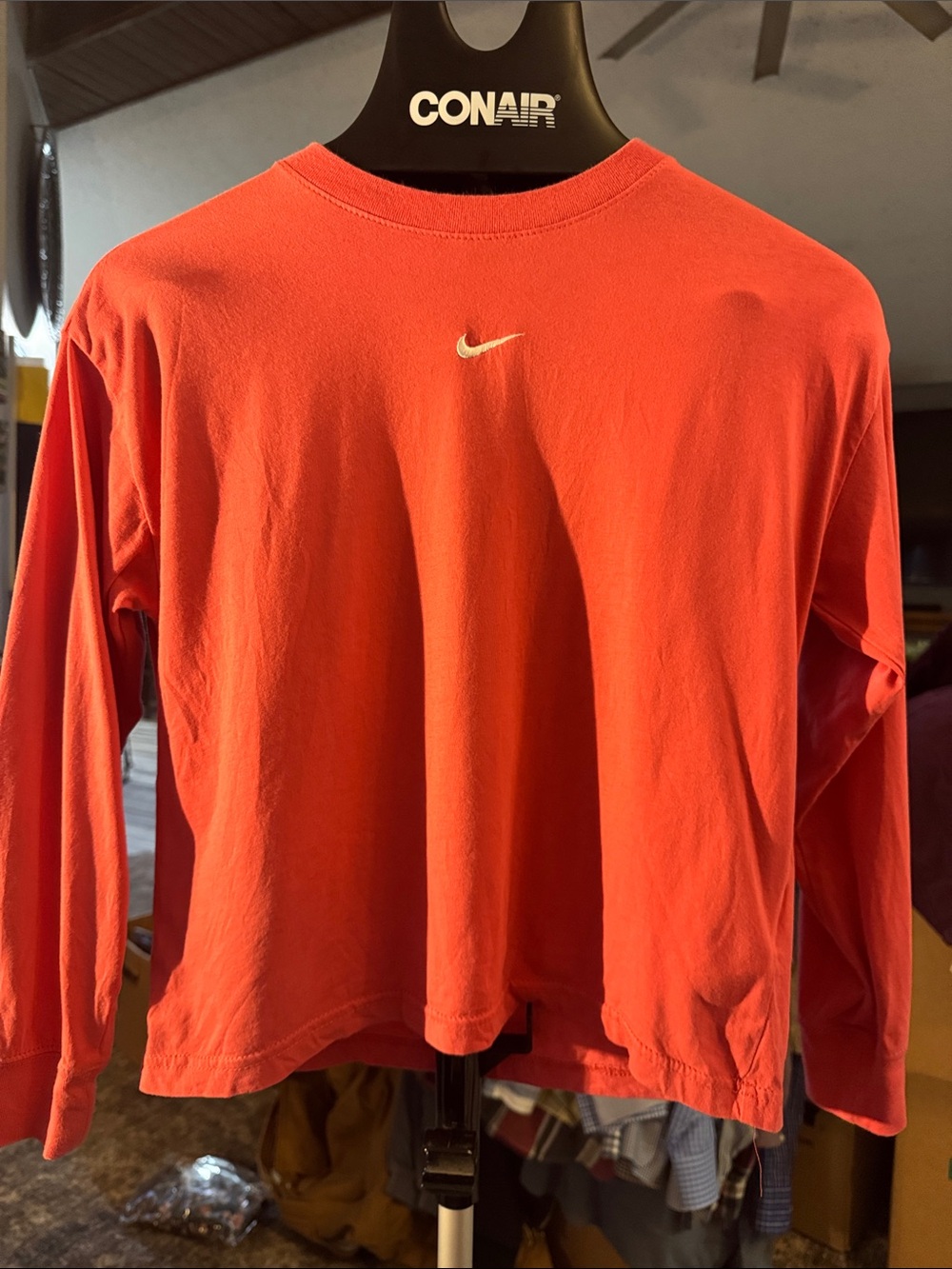 Nike women’s  Crewneck Sweatshirt in Bright Red with White Swoosh crop top